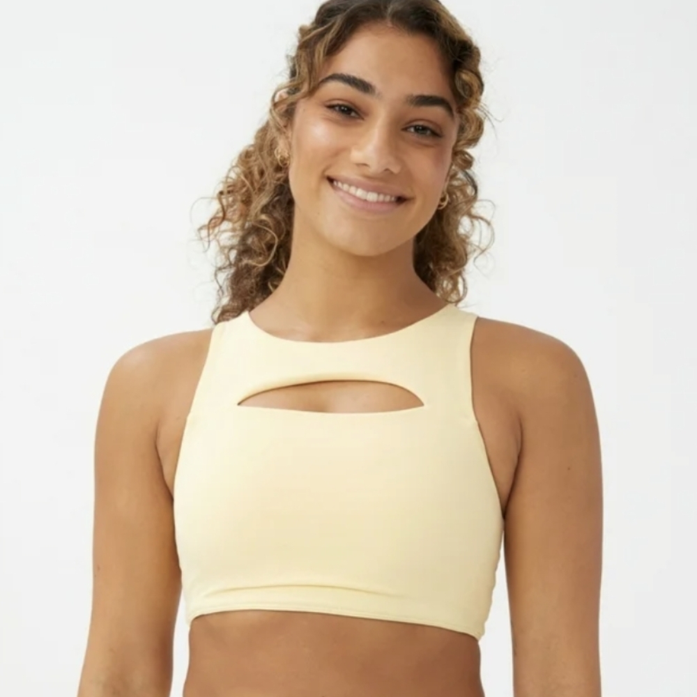 NWT Yellow Cutout Crop Top